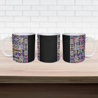 African Ndebele Art Patterns Ceramic Mug Black Half Style