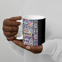 African Ndebele Art Patterns Ceramic Mug Black Half Style