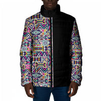 African Ndebele Art Patterns Padded Jacket Black Half Style