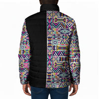 African Ndebele Art Patterns Padded Jacket Black Half Style