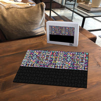 African Ndebele Art Patterns Puzzle Black Half Style