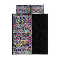 African Ndebele Art Patterns Quilt Bed Set Black Half Style
