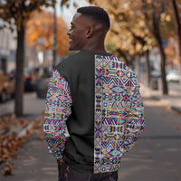 African Ndebele Art Patterns Sweatshirt Black Half Style