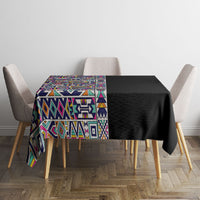 African Ndebele Art Patterns Tablecloth Black Half Style