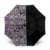 African Ndebele Art Patterns Umbrella Black Half Style