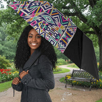 African Ndebele Art Patterns Umbrella Black Half Style