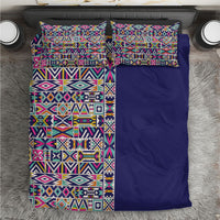 African Ndebele Art Patterns Bedding Set Navy Blue Half Style