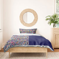 African Ndebele Art Patterns Bedding Set Navy Blue Half Style