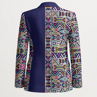 African Ndebele Art Patterns Blazer Navy Blue Half Style