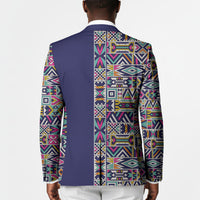 African Ndebele Art Patterns Blazer Navy Blue Half Style