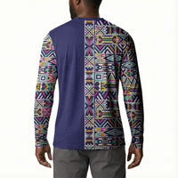 African Ndebele Art Patterns Button Sweatshirt Navy Blue Half Style
