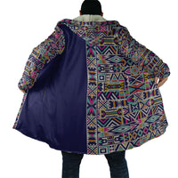 African Ndebele Art Patterns Cloak Navy Blue Half Style