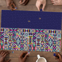African Ndebele Art Patterns Puzzle Navy Blue Half Style