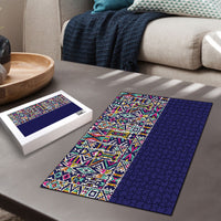 African Ndebele Art Patterns Puzzle Navy Blue Half Style
