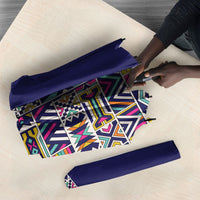 African Ndebele Art Patterns Umbrella Navy Blue Half Style