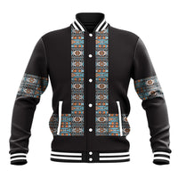 African Ndebele Traditional Attire Baseball Jacket Black Ndebele Stripe