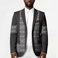 African Ndebele Traditional Attire Blazer Black Ndebele Stripe