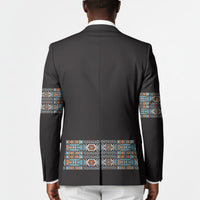 African Ndebele Traditional Attire Blazer Black Ndebele Stripe