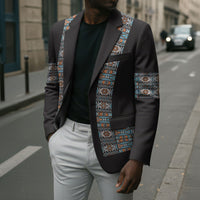 African Ndebele Traditional Attire Blazer Black Ndebele Stripe