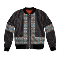 African Ndebele Traditional Attire Bomber Jacket Black Ndebele Stripe