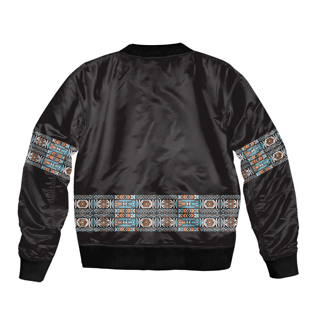 African Ndebele Traditional Attire Bomber Jacket Black Ndebele Stripe