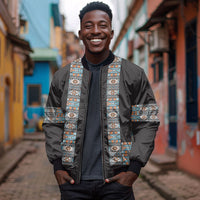 African Ndebele Traditional Attire Bomber Jacket Black Ndebele Stripe