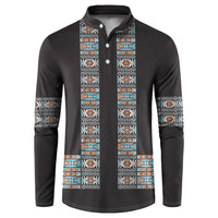 African Ndebele Traditional Attire Button Sweatshirt Black Ndebele Stripe