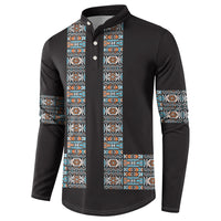 African Ndebele Traditional Attire Button Sweatshirt Black Ndebele Stripe