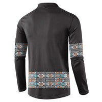 African Ndebele Traditional Attire Button Sweatshirt Black Ndebele Stripe