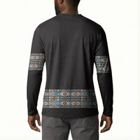 African Ndebele Traditional Attire Button Sweatshirt Black Ndebele Stripe