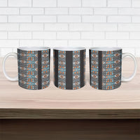 African Ndebele Traditional Attire Ceramic Mug Black Ndebele Stripe