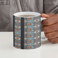 African Ndebele Traditional Attire Ceramic Mug Black Ndebele Stripe