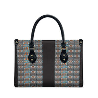African Ndebele Traditional Attire Leather Bag Black Ndebele Stripe