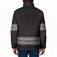 African Ndebele Traditional Attire Padded Jacket Black Ndebele Stripe