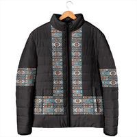 African Ndebele Traditional Attire Padded Jacket Black Ndebele Stripe