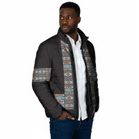 African Ndebele Traditional Attire Padded Jacket Black Ndebele Stripe