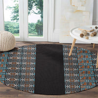 African Ndebele Traditional Attire Round Carpet Black Ndebele Stripe