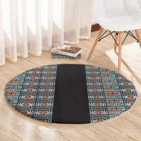 African Ndebele Traditional Attire Round Carpet Black Ndebele Stripe