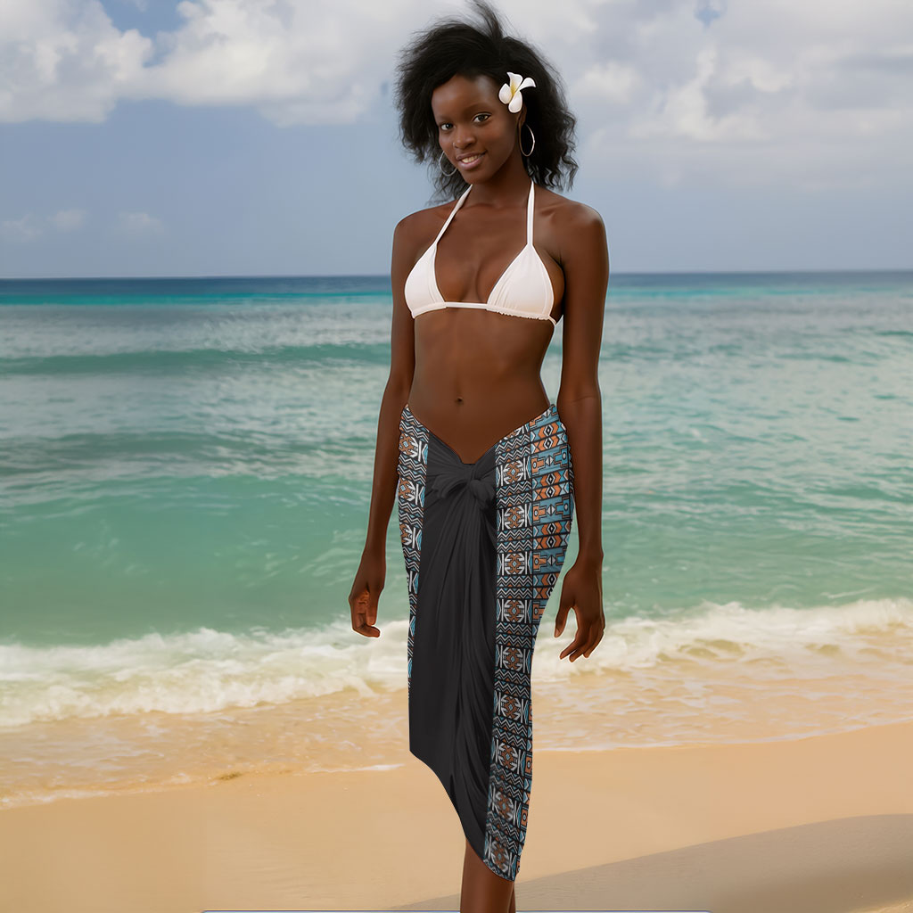 African Ndebele Traditional Attire Sarong Black Ndebele Stripe