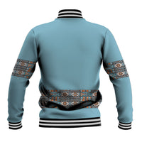 African Ndebele Traditional Attire Baseball Jacket Blue Ndebele Stripe