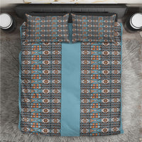 African Ndebele Traditional Attire Bedding Set Blue Ndebele Stripe
