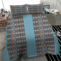 African Ndebele Traditional Attire Bedding Set Blue Ndebele Stripe