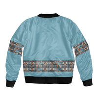 African Ndebele Traditional Attire Bomber Jacket Blue Ndebele Stripe