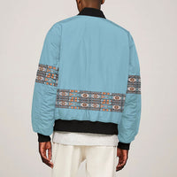 African Ndebele Traditional Attire Bomber Jacket Blue Ndebele Stripe