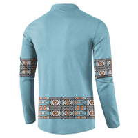 African Ndebele Traditional Attire Button Sweatshirt Blue Ndebele Stripe
