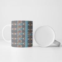 African Ndebele Traditional Attire Ceramic Mug Blue Ndebele Stripe