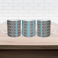African Ndebele Traditional Attire Ceramic Mug Blue Ndebele Stripe