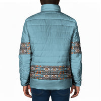 African Ndebele Traditional Attire Padded Jacket Blue Ndebele Stripe
