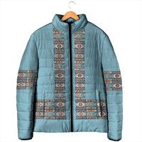 African Ndebele Traditional Attire Padded Jacket Blue Ndebele Stripe