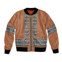 African Ndebele Traditional Attire Bomber Jacket Brown Ndebele Stripe